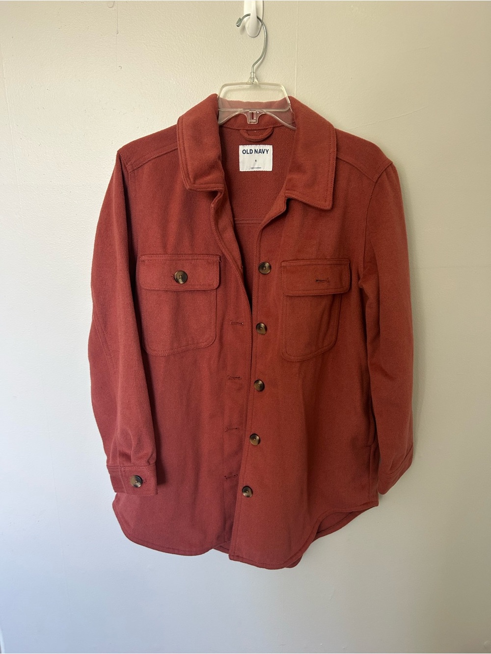 Old Navy women's oversized Rust Red Button-Front Shirt Jacket